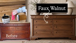 ✨NEW FINISH✨Amber Interiors inspired FAUX WALNUT // DIY