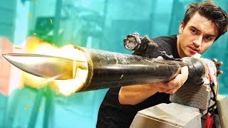Launching KNIVES Out Of A CANNON!!