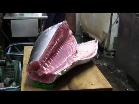 Taglio del tonno a Tsukiji