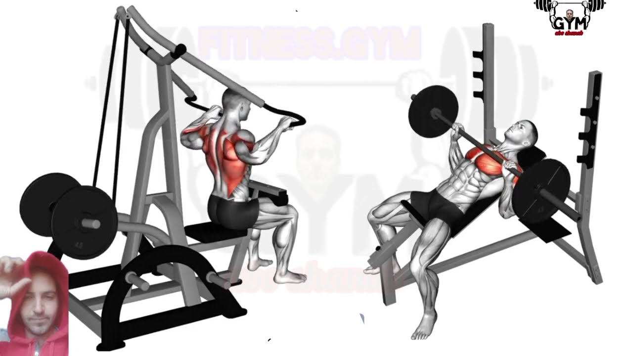 back&chest workout at gym 