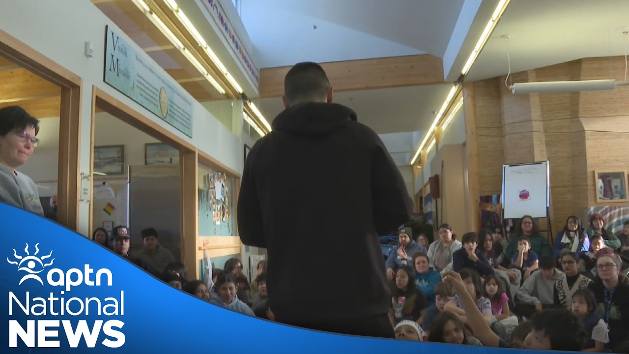 Jordin Tootoo gives sincere challenge to students of Yellowknife Dene school | APTN News