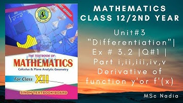 Exercise  3.2 2nd year mathematics | class 12 exercise 3.2 | ex 3.2 q1( part i - 5 ) class 12 maths