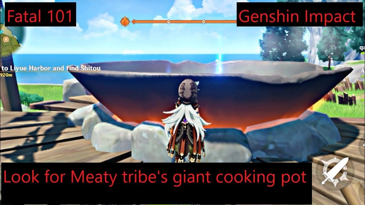 Look for Meaty tribe's giant cooking pot Genshin Impact story quest
