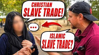 Muslima Blames Christians for Slavery... Then Bob Brings Up the Islamic Slave Trade! Speakers Corner