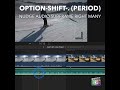 Final Cut Pro Shortcut | Option-Shift-. (Period) | Nudge Audio Subframe Right Many