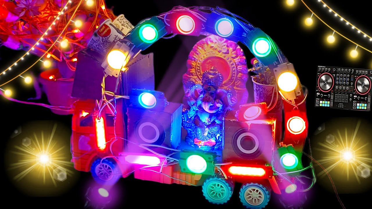 Light Dj Trolley | Navratri Radha Krishna Trolley Mini Dj Truck | Ganesh Dj Light