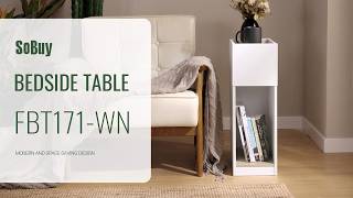 Sobuy丨Slim Bedside Table丨Narrow Nightstand丨Modern Bedside Table丨Bedroom Furniture丨Fbt171-Wn