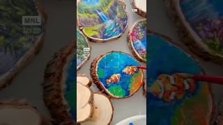 Рисую рыбок акрилом на дереве