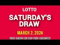 The National Lottery Lotto drawing  for Saturday 02 March 2024