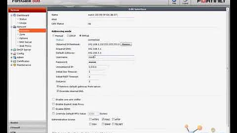 Config Fortigate WAN Interface PPOE