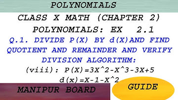 POLYNOMIALS || CLASS X MATH EX.2.1 Q.NO. 1 (viii) || MANIPUR BOARD || GPS MANIPUR