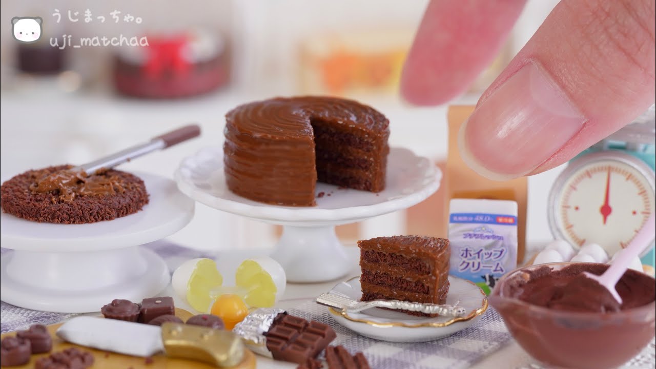 粘土】ミニチュアのチョコレートケーキを作ってみた【ミニチュア 粘土】ミニチュアのチョコレートケーキを作ってみた【ミニチュア