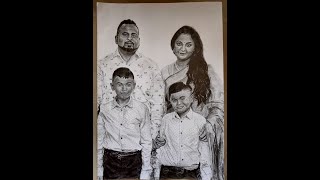 Family Portrait Graphite Pencil Drawing Pencil Portrait Anjali Krishnan 