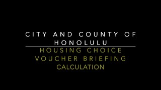 Housing Choice Voucher Briefing Calculation