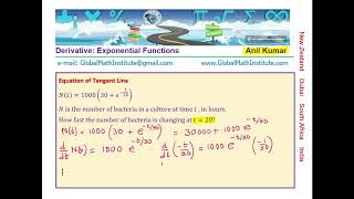 Find Rate of Change of Bacteria Growth at t = 20 Calculus Exponential Functions