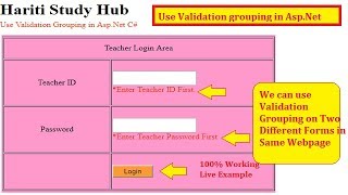 Use Validation Group with Validation Controls in Asp.Net C# | Hindi | Free Online Classes Asp.Net