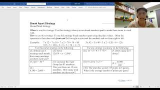 Break Apart Mental Math Strategy