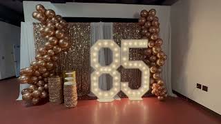 Elegant 85th Birthday Celebration Backdrop Design | Luxury Birthday Decor by The Encore Event Center