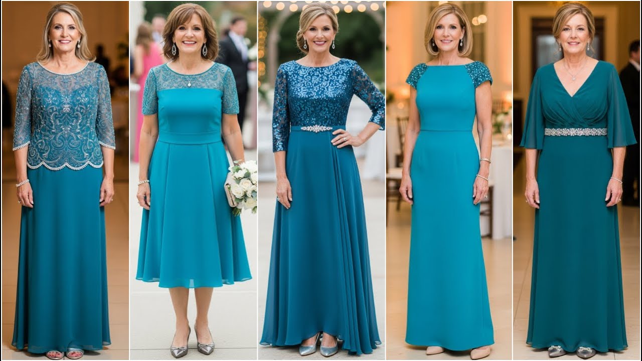 Платья для мам невест цвета «океанский синий» 2026: изысканные вечерние наряды и элегантные плать...