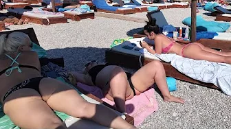Albania Bikini Beach 2025 | Dhërmi Beach Walk in 4K | Beautiful Girls & Summer Paradise🇦🇱🏖️