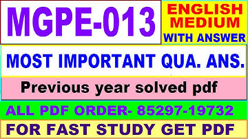 mgpe 013 important questions / mgpe 13 previous year question paper in English / political science