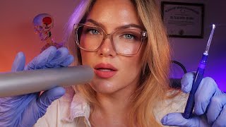 ASMR Eyes Closed Ear Exam | Up Close Ear to Ear Whispers, Binaural Audio, Ear Tapping &amp; Cupping