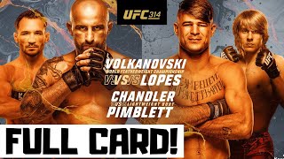 UFC 314 Predictions Volkanovski vs Lopes Full Card Betting Breakdown