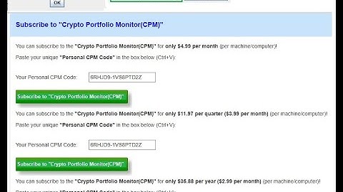 Setup your Subscription - Crypto & Portfolio Monitor (CryptoPortMon-CPM) #CryptoPortMon