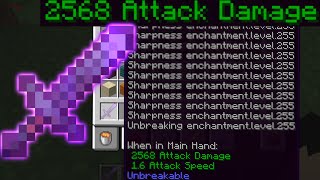 Op sword with looting (for without check my comment): /give @p
minecraft:diamond_sword{unbreakable:1,display:{name:"{\"text\":\"full-op\"}"},enchantm...