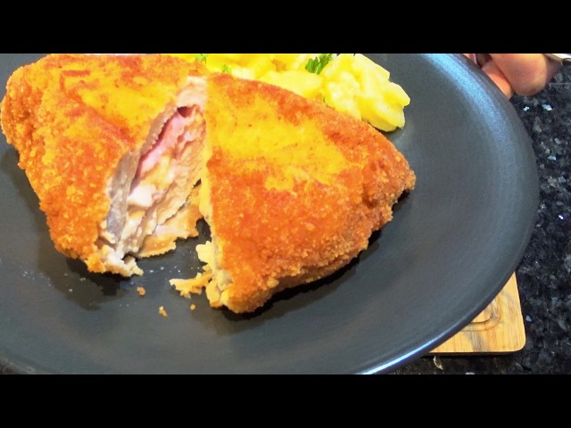 Backhendel Cordon bleu – gefüllt mit Schinken und Edamer, knusprig im Öl ausgebacken