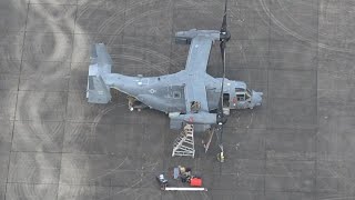 米軍オスプレイが緊急着陸　陸自訓練場に移送