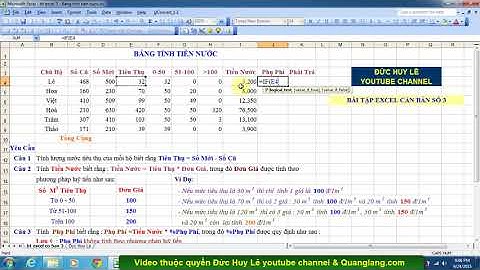 Bài tập Excel cơ bản 3  Bảng tính tiền nước