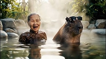 Capybara được nghỉ hè đi chơi với bà #ai #capybara #veo3