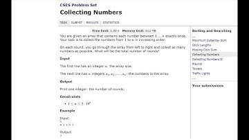 Collecting Numbers | CSES Task 2216 | CSES Sorting and Searching