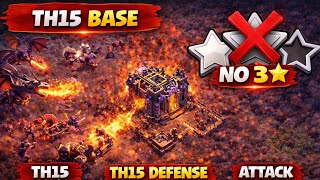 Best TH15 Anti-3 Star Base 🔥 Defensive Highlights | Clash of Clans