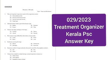 Answer Key| Treatment Organizer Grade 2 Kerala Psc Answer Key| Question Paper Kerala Psc|