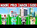 Minecraft: FAMILY HOSPITAL BUILD CHALLENGE - NOOB vs PRO vs HACKER vs GOD in Minecraft