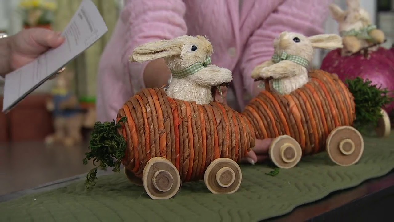 Set Of 2 Bunnies Driving Veggie Cars By Valerie On QVC YouTube