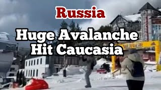 Russia: Huge Natural & Controlled Avalanches Hit Elbrus Mountains, Caucasia