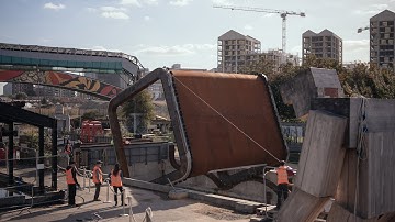 Thomas Randall-Page completes rolling bridge at Cody Dock in London