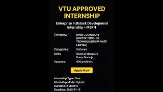🎓 VTU Approved Internship: Enterprise Fullstack Development (MERN Stack) #vtu2022scheme #vtu