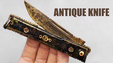 Rare Antique Switchblade Knife Restoration – Gold Ornaments Sparkle Again. ASMR Video