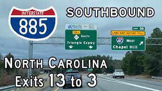 Interstate 885 North Carolina (Exits 13 to 3) Southbound