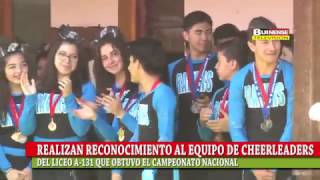 REALIZAN RECONOCIMIENTO AL EQUIPO DE CHEERLEADERS DEL LICEO A-131 QUE OBTUVO EL CAMPEONATO NACIONAL