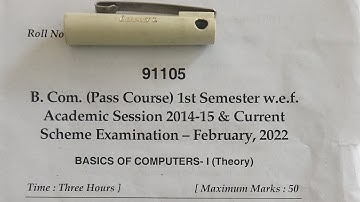 MDU B.Com Basics of Computer 1st semester, February 2022 Question Paper