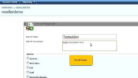 How to create hosting account addons in WebsitePanel