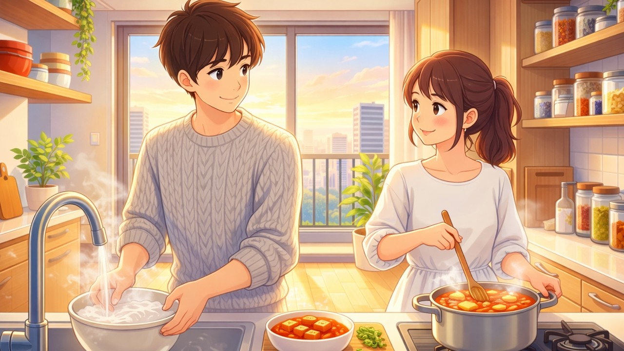 Coming Home to Her Cooking | Kimchi Jjigae for Two | Ghibli ASMR #Lucaghibli  #ghibli #ghiblivideo