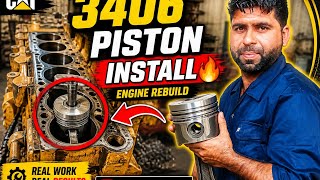 Caterpillar 3406 Engine Rebuild 🔧 Piston Install Step by Step 😱#Caterpillar3406#PistonInstall#viral