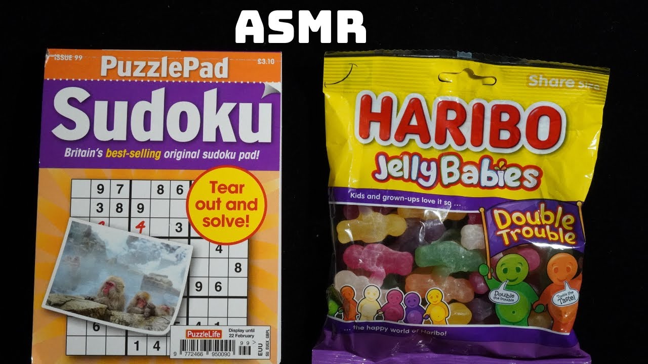 ASMR: HARIBO GUMMY SWEETS & SUDOKU PUZZLE SOLVING - SOFT WHISPERS