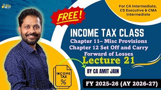 Income Tax _Chapter 11 &amp; 12 - Setoff &amp; Carry Forward of Losses &amp; Misc Prov | Lecture 21